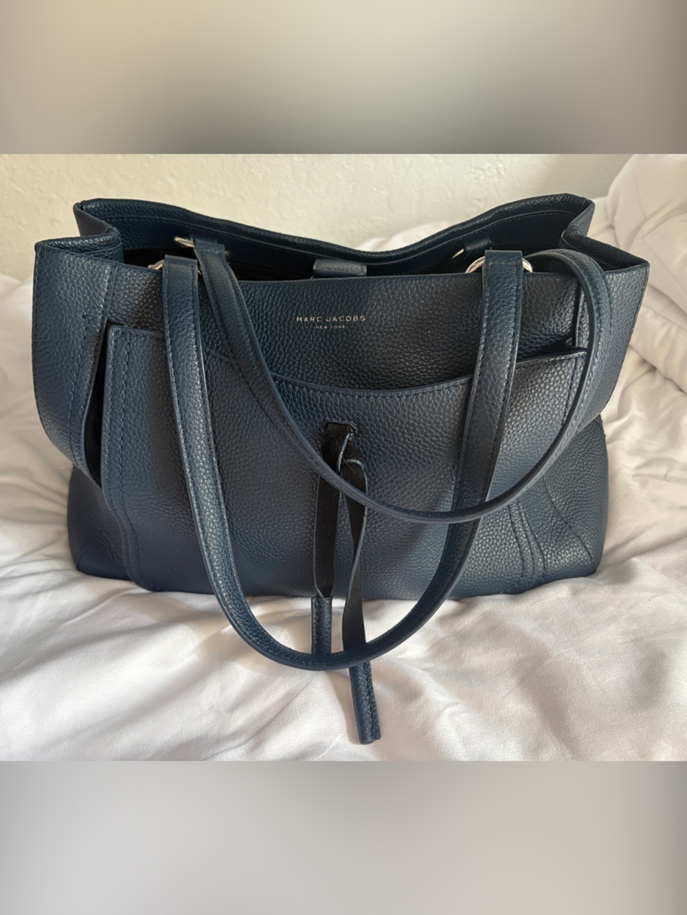 Marc Jacobs Pebbled Leather Tote in Navy Blue